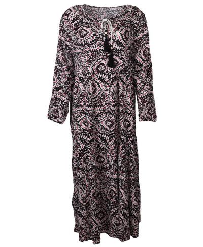 Maxi-jurk met marineblauwe en roze floralprint