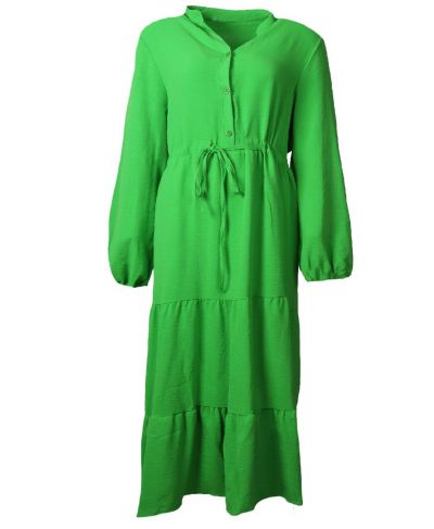 Effen appelgroene maxi-jurk 