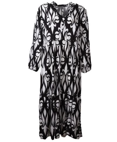 Maxi-jurk met een Franse lelie motief in wit