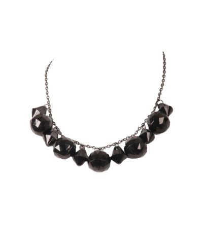 Donker metalen ketting met geslepen facetkralen