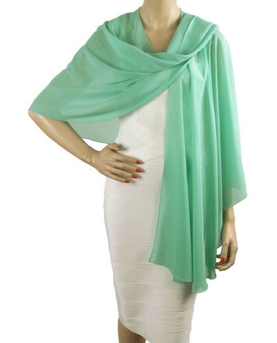 Mintgroene crêpe voile cape stola