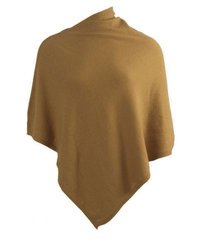 Kasjmier-blend poncho in de kleur mosterd