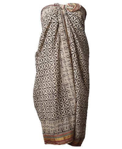 Zandkleurige pareo met mozaïek print 