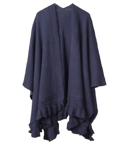 Omslagdoek in donkerjeans met volant rand