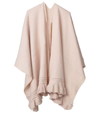 Omslagdoek in lichtbeige met volant rand
