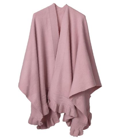 Omslagdoek in oudroze met volant rand