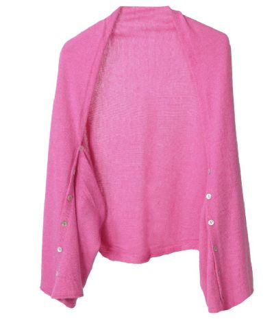 Bolero / poncho van kasjmier blend in zuurstokroze