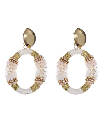 Statement oorbellen in goud-ecru