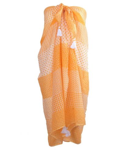 Oranje pareo met diverse prints