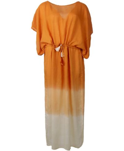 Lange kaftan in oranje met kleurverloop
