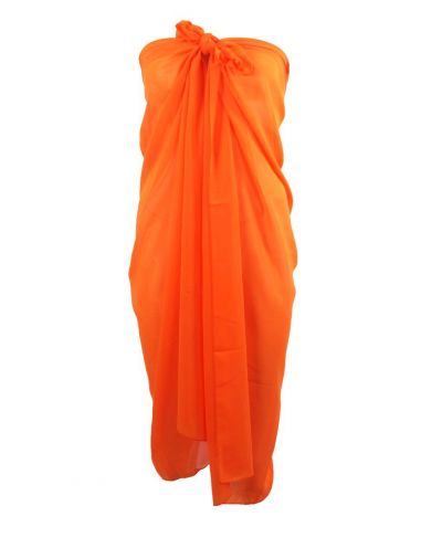 Effen neon oranje pareo van crêpe voile