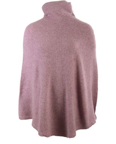 Gemêleerd oudroze poncho met col van 100% kasjmier
