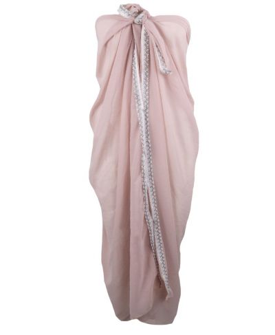 Licht-oudroze crêpe voile pareo met sierbandje