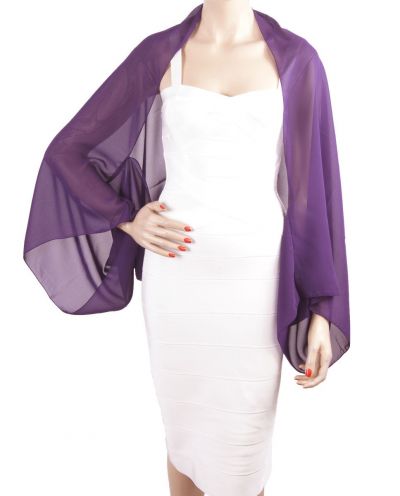Paarse bolero stola in crêpe voile 