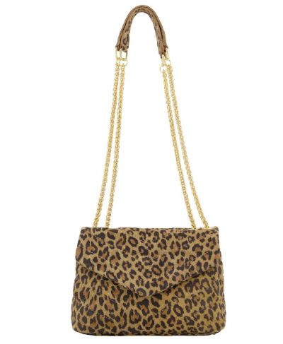 Suède tas met leopardprint