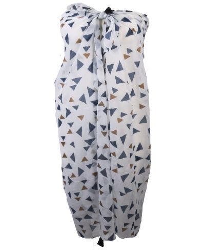 Pareo met grafische print in donkerblauw en goud