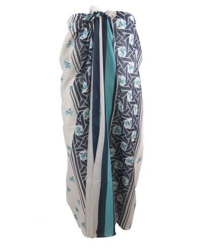Off-white sarong met turquoise - blauwe ankers