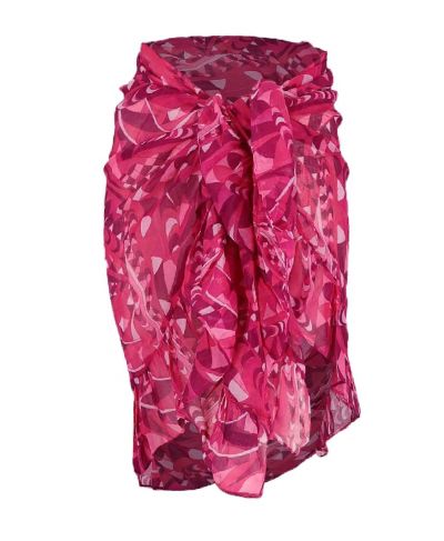 Pareo met volantrand in paars en roze