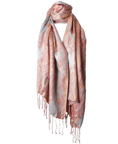 Zijden pashmina sjaal in roze tinten