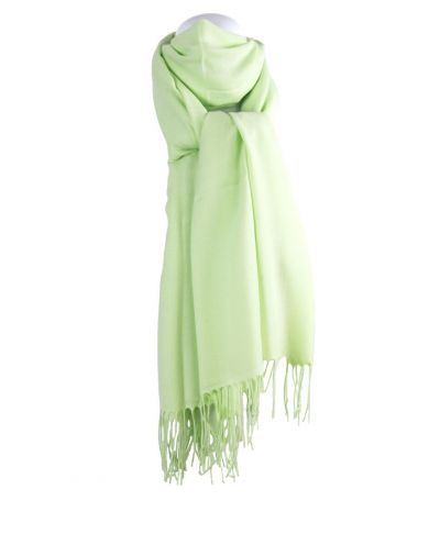 Effen pistache groene pashminasjaal, smal model