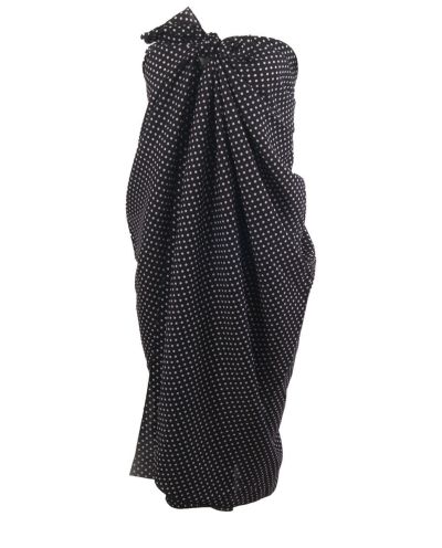 Zwarte polka dot pareo van soepelvallende crêpe