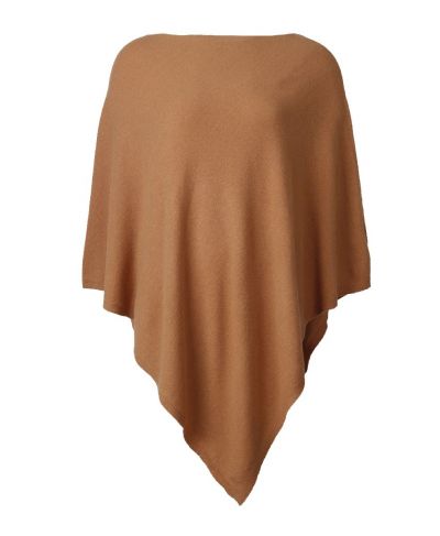 Poncho in kasjmier-blend in camel