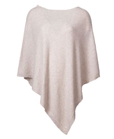 Poncho in kasjmier-blend in lichtbeige