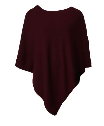 Poncho in kasjmier-blend in donkerrood