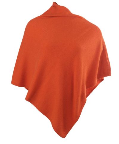 Kasjmier-blend poncho in roest-oranje