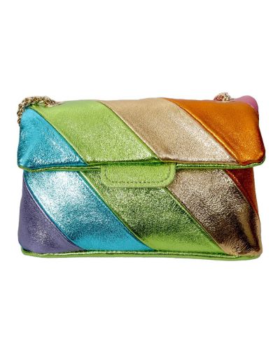 Leren metallic regenboog tas in limegroen