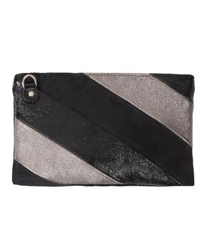 Leren regenboog clutch in zwart en goud