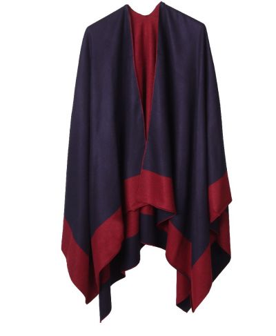 Reversibele omslagdoek in donkerblauw-rood