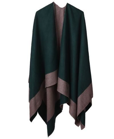 Reversibele omslagdoek in groen-taupe