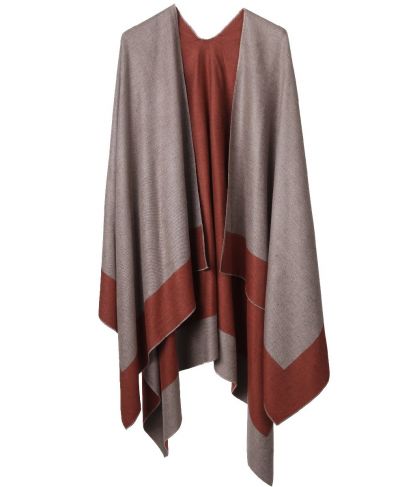 Reversibele omslagdoek in donker-oranje en taupe