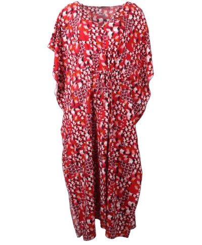 Rode kaftan met grafische print 