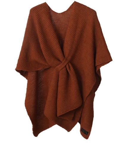 Alpaca-blend omslagdoek in roest-bruin met lus