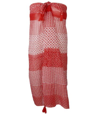 Pareo met diverse prints in koraalrood