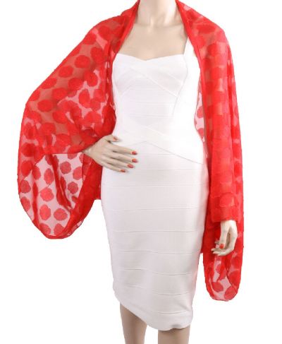 Rode bolero stola met rozenprint