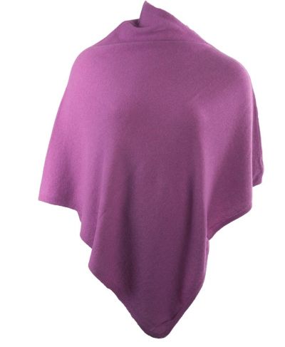 Kasjmier-blend poncho in cyclaam-roze
