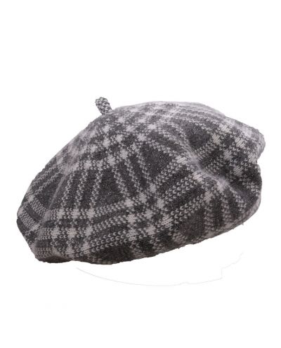 Fijn gebreide grijze baret met ruit