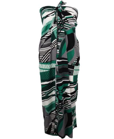 Pareo met grafische print in zeegroen en zwart