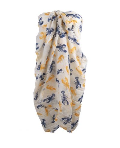 Ivoorkleurige sarong met kreeftjes print 