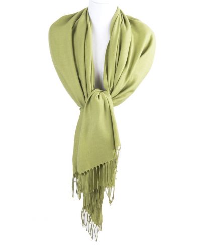 Soepelvallende effen lindegroene pashmina sjaal