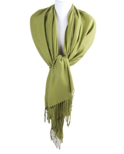 Soepelvallende effen lindegroene pashmina sjaal