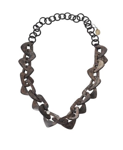 Statement ketting met houten en metalen schakels