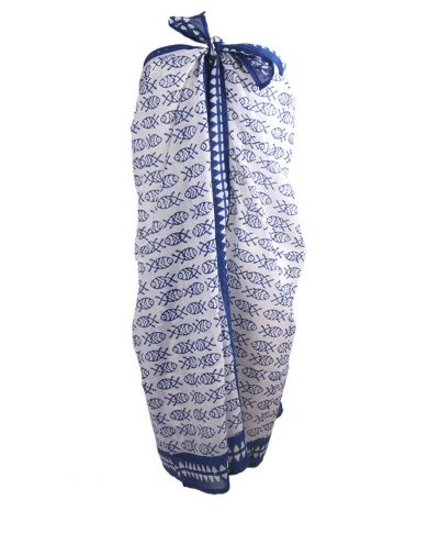 Katoenen sarong met visjes print