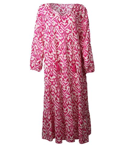 Strandjurk met aquarel print in roze