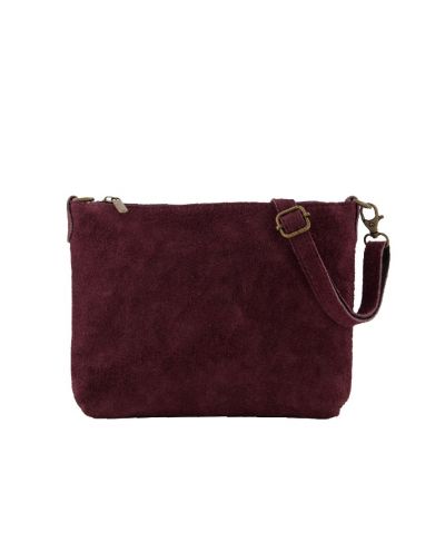 Suède crossbody tas in donkerrood