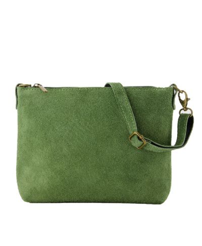 Suède crossbody tas in lindegroen