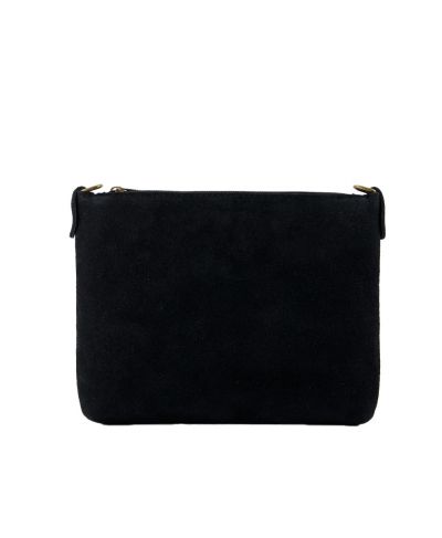 Suède crossbody tas in zwart